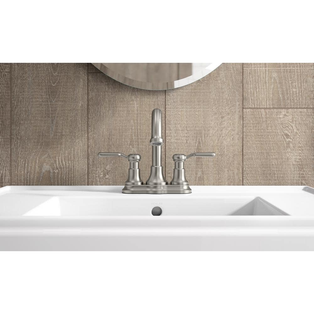 Elegant Brushed Nickel Dual-Handle High Arc Bathroom Faucet