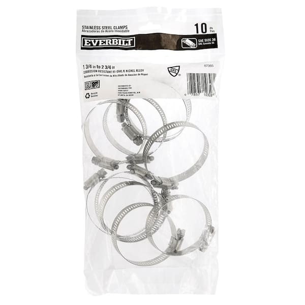 Everbilt 1-3/4 in. to 2-3/4 in. Stainless Steel Hose Clamp (10-Pack)