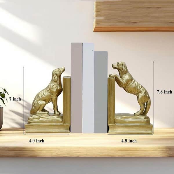 Vintage Gold Dog Resin Bookend 2 Pack HDFH5PSJMK - The Home Depot
