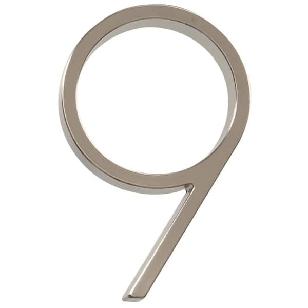 Everbilt 5 in. Satin Nickel Floating or Flush House Number 9