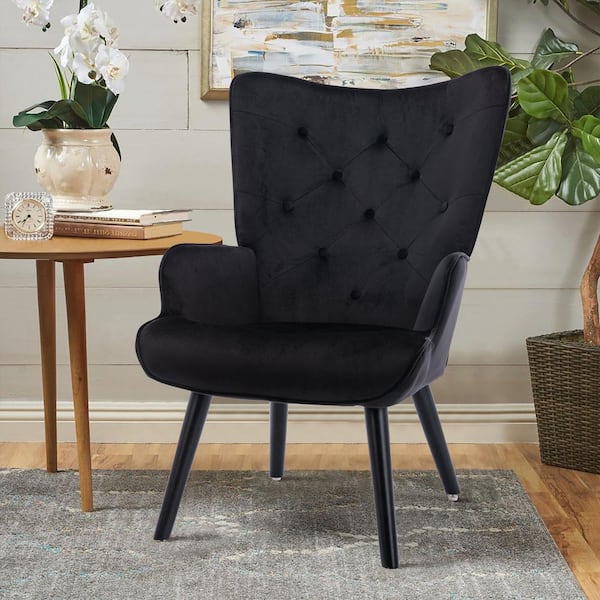 Black wingback best sale accent chair