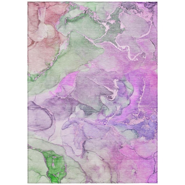 Purple 5 ft. x 8 ft. Abstract Indoor / Outdoor Area Rug
