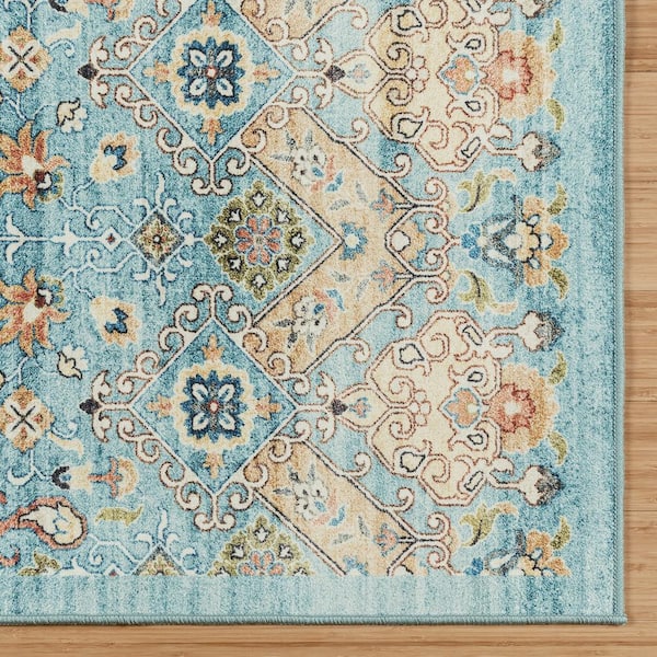 Crystal Print Polyester Digital Printed 2x6 Tanis Sage Area Rug Runner