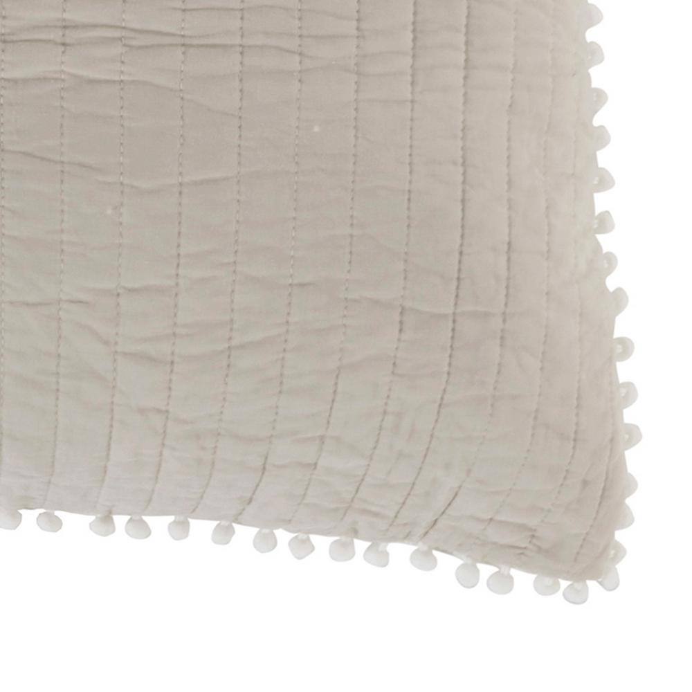 Taupe Cotton Pom Pom Standard/Queen Sham