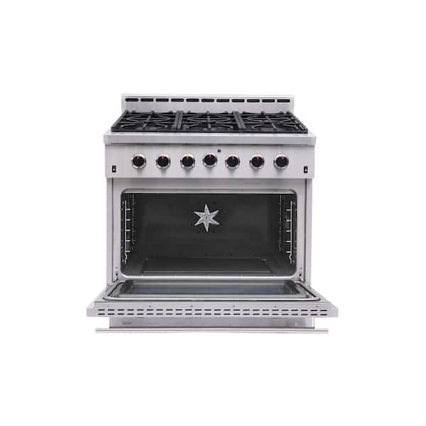 NXR Entree Bundle 36 in. 5.5 Cu. ft. Pro-Style Liquid Propane Range Convection Oven Range Hood in Stainless Steel and Black