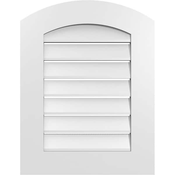 Ekena Millwork 20 in. x 24 in. Arch Top Surface Mount PVC Gable Vent: Decorative with Standard Frame