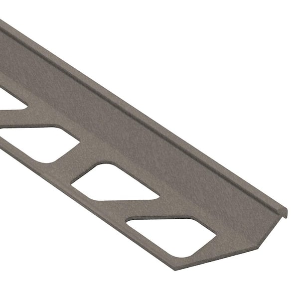 Finec Stone Grey Textured Color-Coated Aluminum 1/2 in. x 8 ft. 2-1/2 in. Metal Tile Edging Trim
