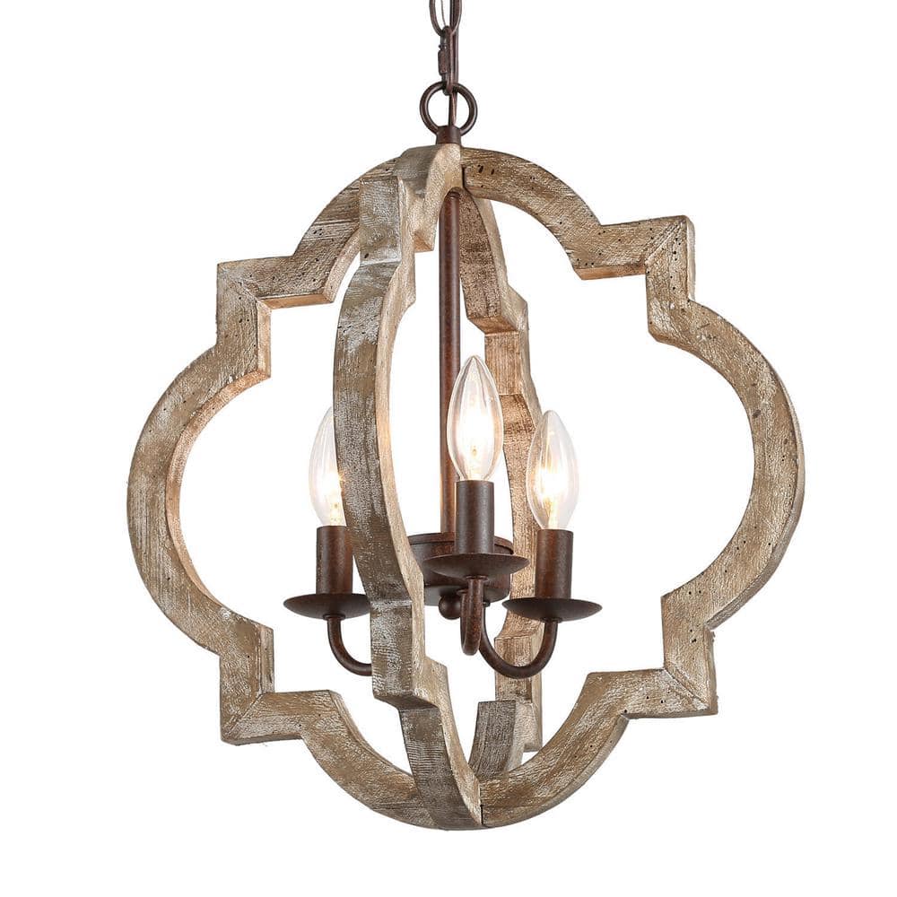 3-Light Bronze Modern Farmhouse Kitchen Island Chandelier Light Distressed Wood Hall-Foyer Open Cage Pendant Light price history on PriceWatchPro