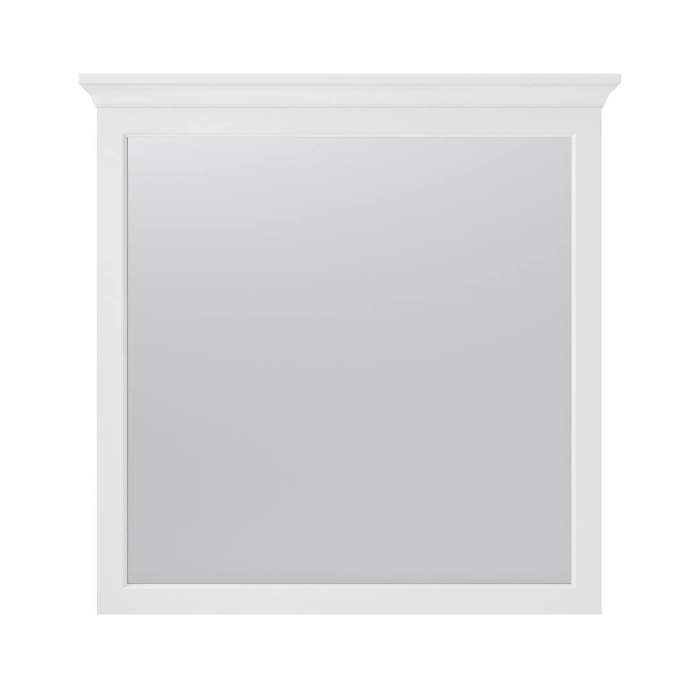 Hollis White Wood 32" x 32" Bathroom Vanity Mirror