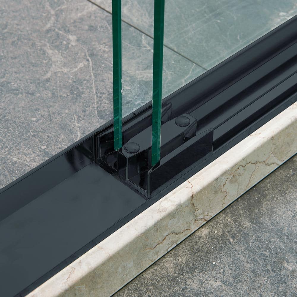 60" Matte Black Aluminum Framed Double Sliding Shower Door