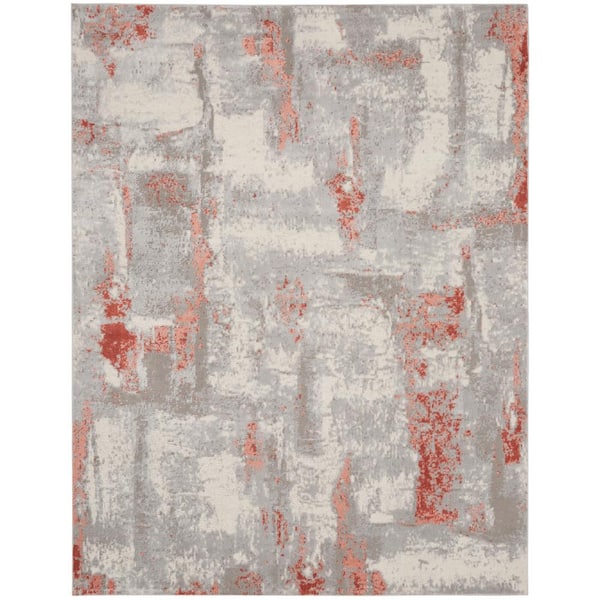 Nourison Elation Grey Brick 8 ft. x 10 ft. All-Over Design Contemporary Area Rug