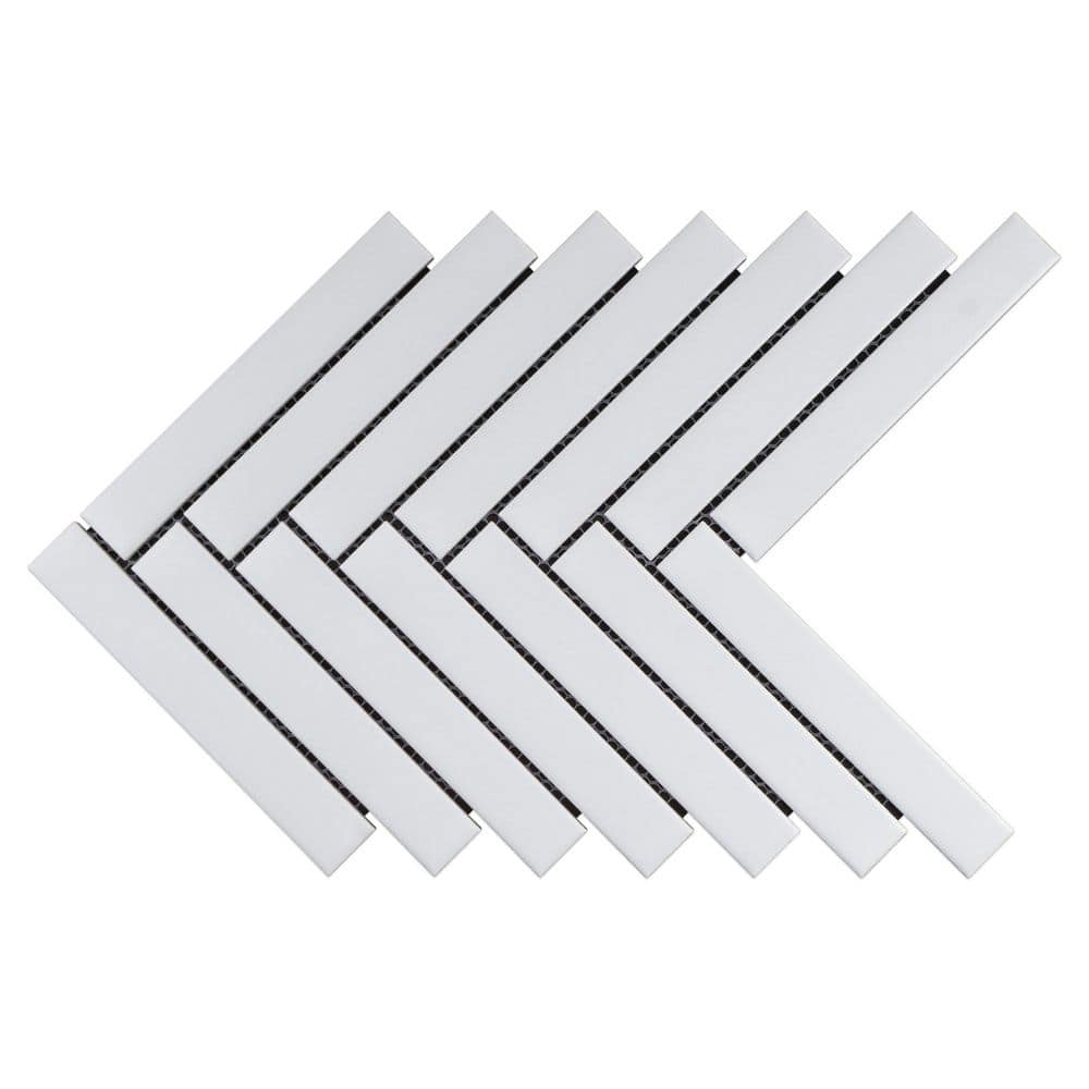 Porcetile White 8.27 in. x 9.77 in. Herringbone Matte Porcelain Mosaic Wall and Floor Tile (5.7 sq. ft./Case) price history on PriceWatchPro