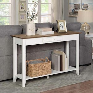 American Heritage 48 in. Driftwood/White Standard Rectangle MDF Console Table with 1 Drawer and Shelf