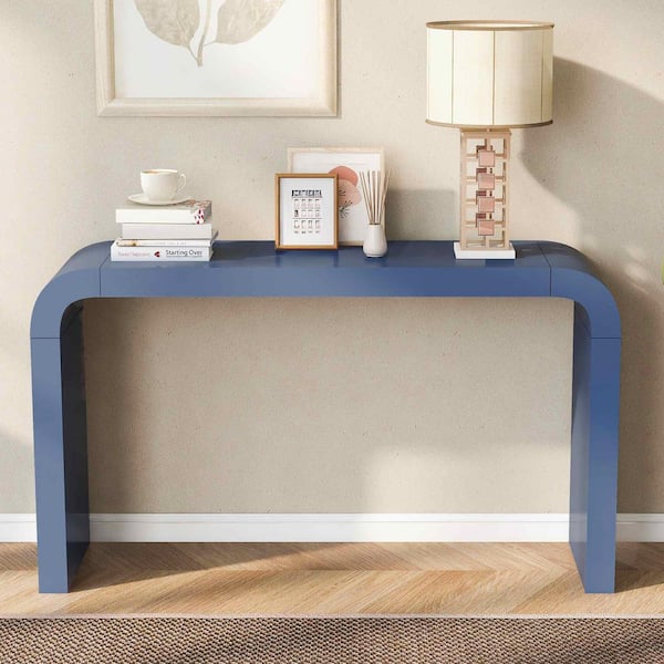 Polibi 55.1 in. Navy Blue Rectangle Wood Console Table Entryway Table