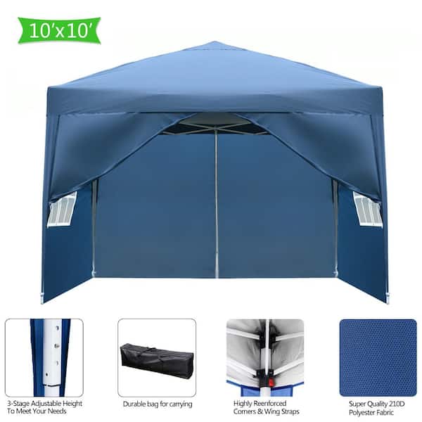 Selectiekader Wanorde Dom Winado 10 ft. x 10 ft. Blue Straight Leg Party Tent with 2 Walls and 2  Windows 124397668039 - The Home Depot