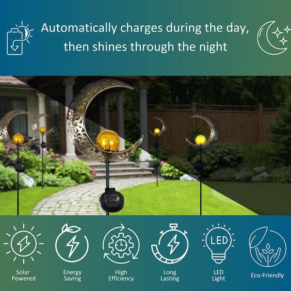 Moonelit Creations Solar LED Crescent Moon Garden Light MCSSMOON