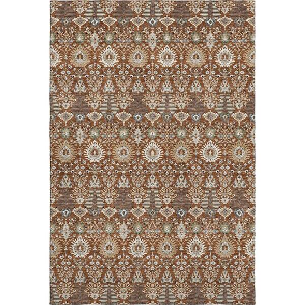 Mayfield Premium Machine Washable Abstract AMF2251 Paprika 3 ft. x 5 ft. Area Rug