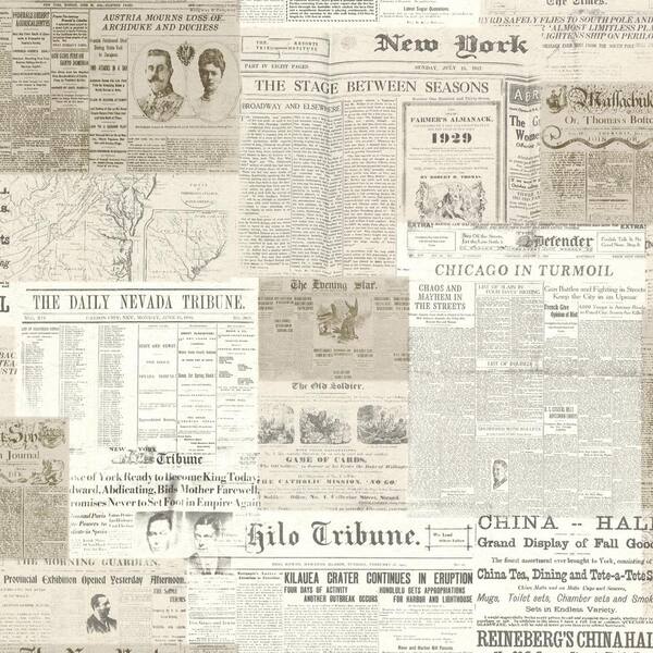 Unbranded Simonyi, Gazette Khaki Vintage Newsprint Paper Strippable Wallpaper Roll (Covers 56.4 sq. ft.)