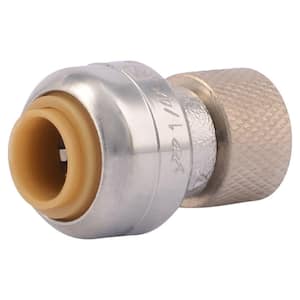 1/4 in. (3/8 in. O.D.) Push-to-Connect x 3/8 in. Compression Chrome-Plated Brass Stop Valve Connector