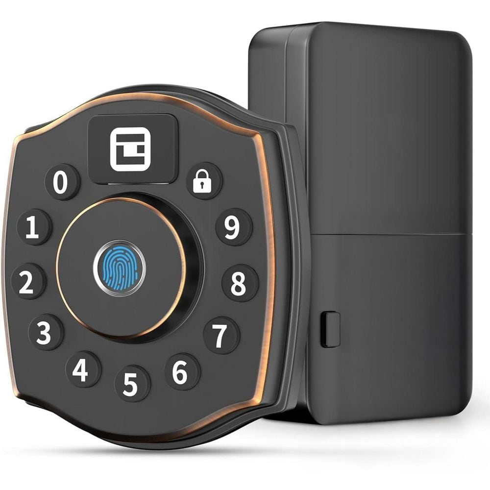 5-in-1 Aluminum Smart Lock Deadbolt with Biometric, Anti-Peep Keypad, App & IC Card Access in Black, IP65 price history on PriceWatchPro