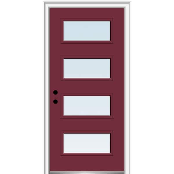 MMI Door 32 in. x 80 in. Celeste Right-Hand Inswing 4-Lite Clear Low-E Glass Painted Steel Prehung Front Door on 4-9/16 in. Frame