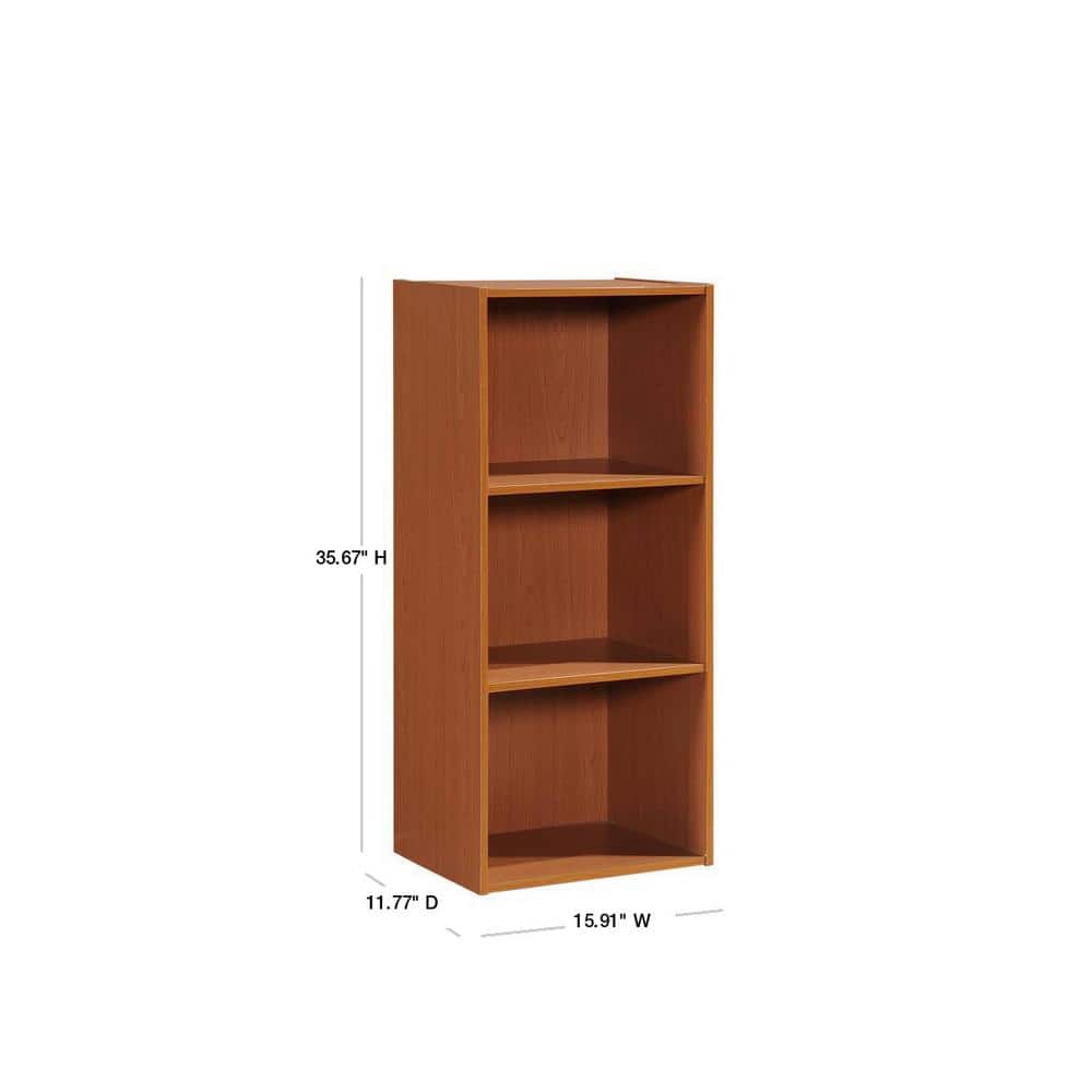 Cherry Finish 3-Shelf Wooden Bookcase for Kids