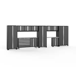 Bold Series 11-Pcs 24-Gauge Stainless Steel Garage Storage System in Charcoal Gray (222 in. W x 76.75 in. H x 18 in. D)