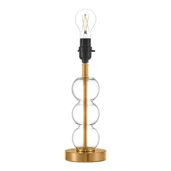 Hampton Bay Mix and Match 13.75 in. H Clear Glass and Brushed Gold Accent Lamp Base