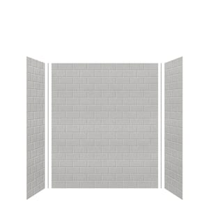 SaraMar 36 in. x 60 in. x 72 in. 3-Piece Easy Up Adhesive Alcove Shower Wall Surround in Grey Beach