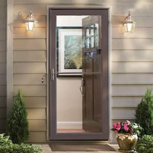 3000 Series 36 in. x 80 in. Terratone Left-Hand Retractable Aluminum Storm Door with Nickel Hardware