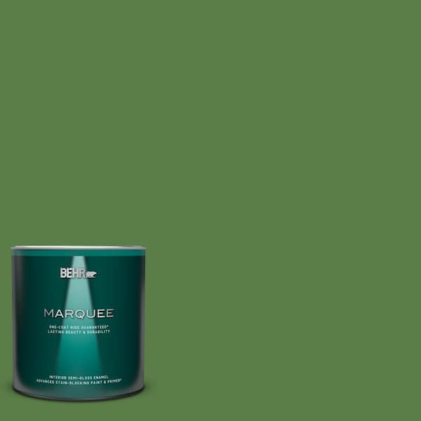 BEHR MARQUEE 1 qt. #S-H-430 Mossy Green Semi-Gloss Enamel Interior Paint & Primer