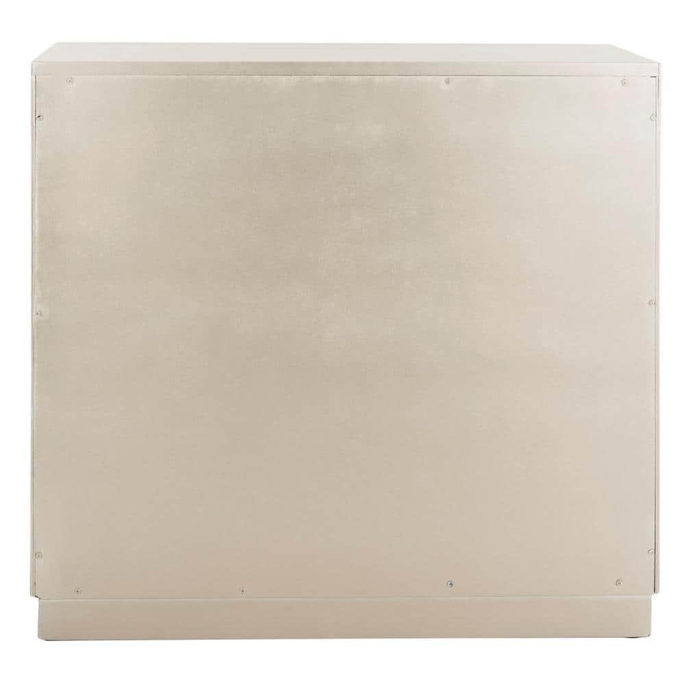Gray Mirrored Glam Art Deco Accent Cabinet