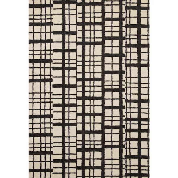 Chris Loves Julia x Loloi Polly Black/Ivory 9 ft. 3 in. x 13 ft. Hand-Tufted Modern Area Rug