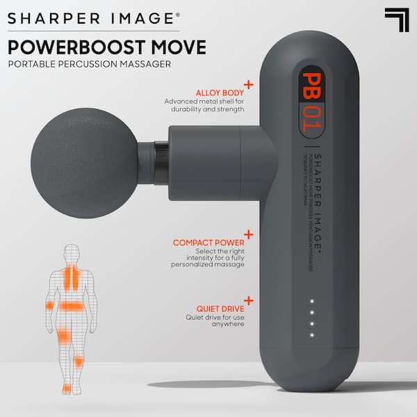 Sharper Image Powerboost Move Deep Tissue Travel Percussion Massager Grey  1014502 - Best Buy