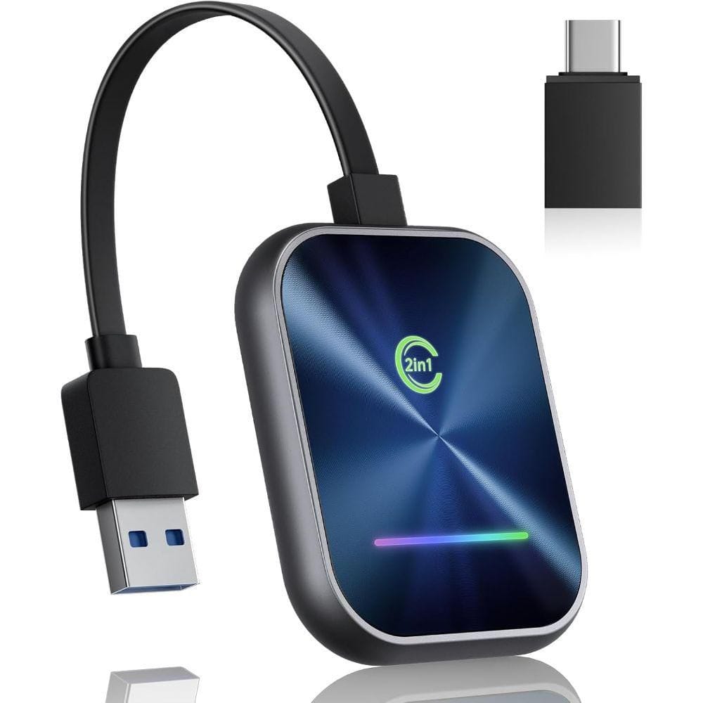 Wireless CarPlay Adapter 2024 Upgraded, 2 in 1 Wireless CarPlay and Android