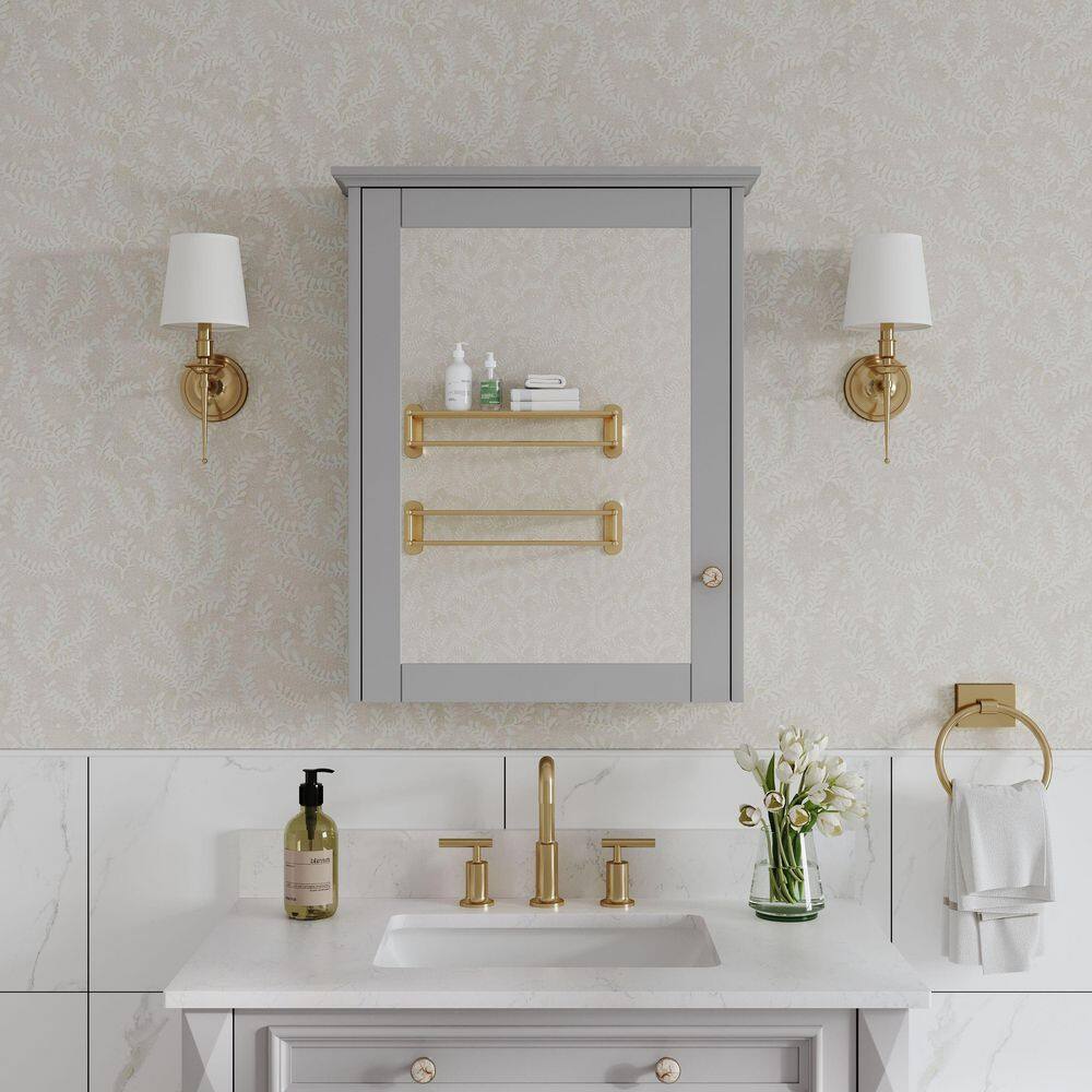 24 in. W x 30 in. H Rectangular Gray Wood Surface Mount Medicine Cabinet with Mirror, 2-Sided Mirror, Blum Soft Close price history on PriceWatchPro