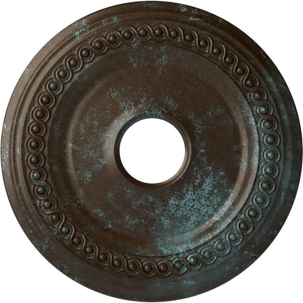Ekena Millwork 1-1/8" x 18-5/8" x 18-5/8" Polyurethane Classic Ceiling Medallion, Hand-Painted Bronze Blue Patina