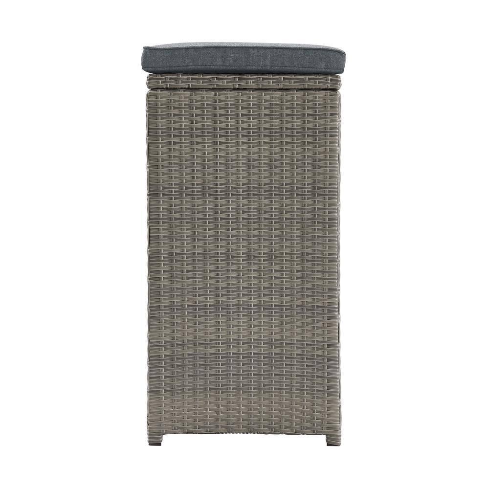Asti 30" Gray All-Weather Wicker Outdoor Pub Stools with Cushions - Set of 6