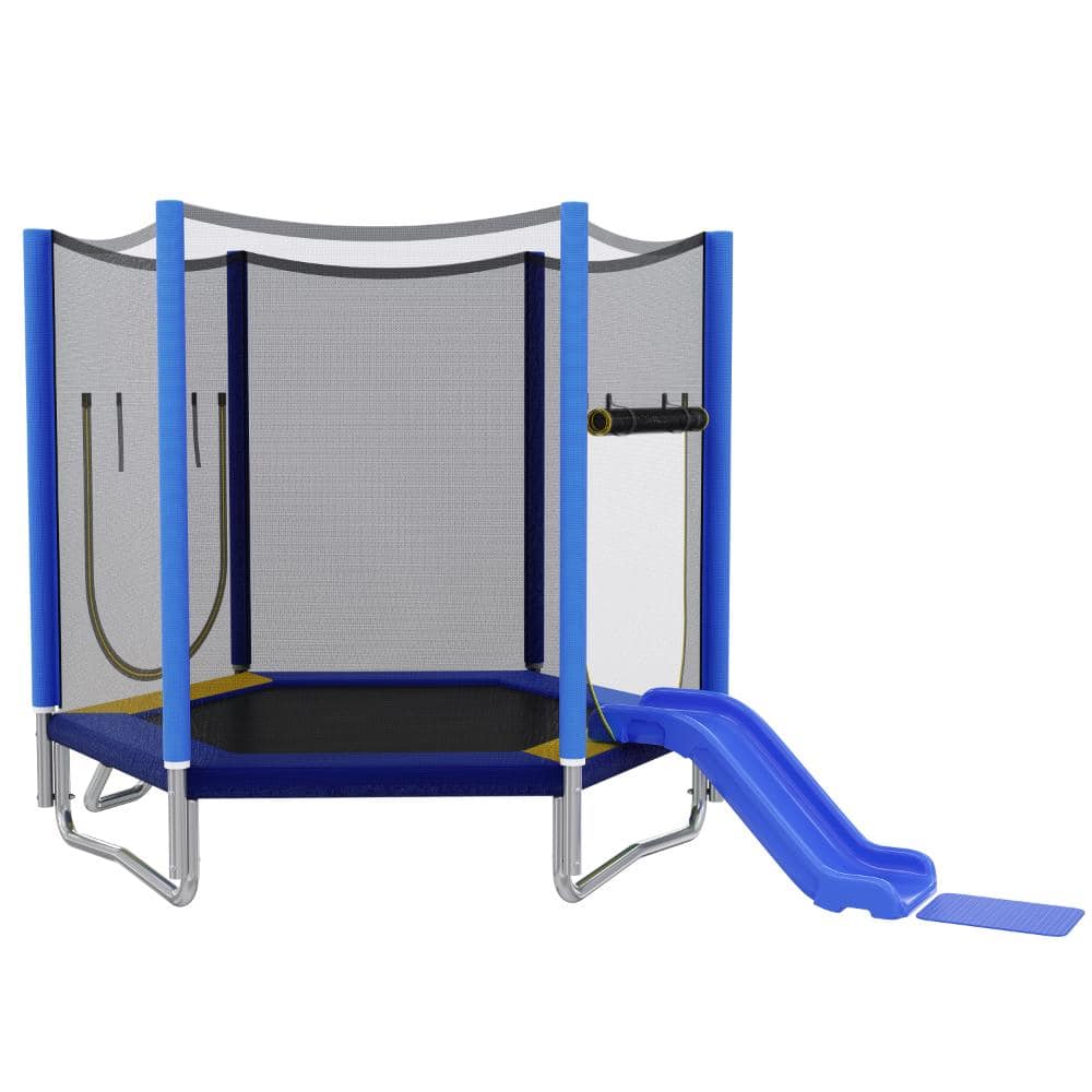 7 ft. Outdoor Blue Trampoline with Safety Enclosure Net,Slide and Ladder price history on PriceWatchPro