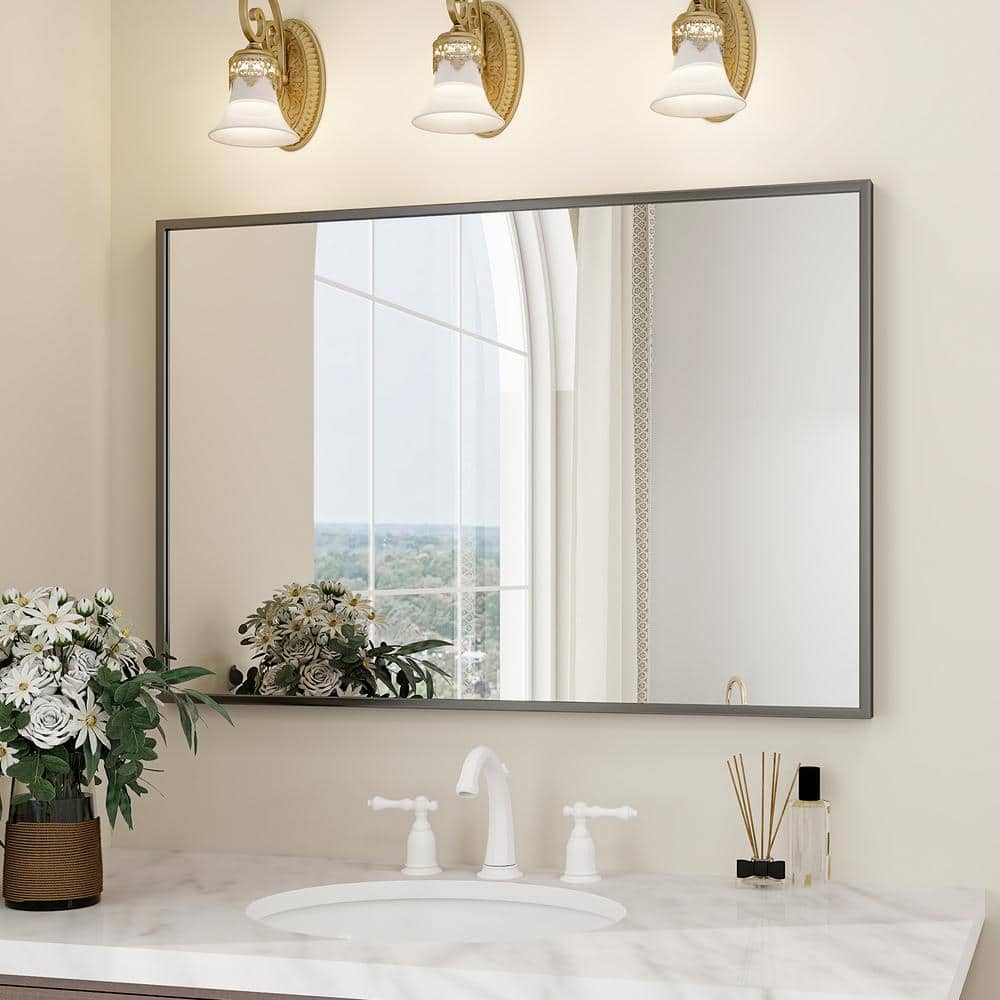 GLSLAND 24 in. W x 36 in. H Rectangular Metal Framed Wall Bathroom