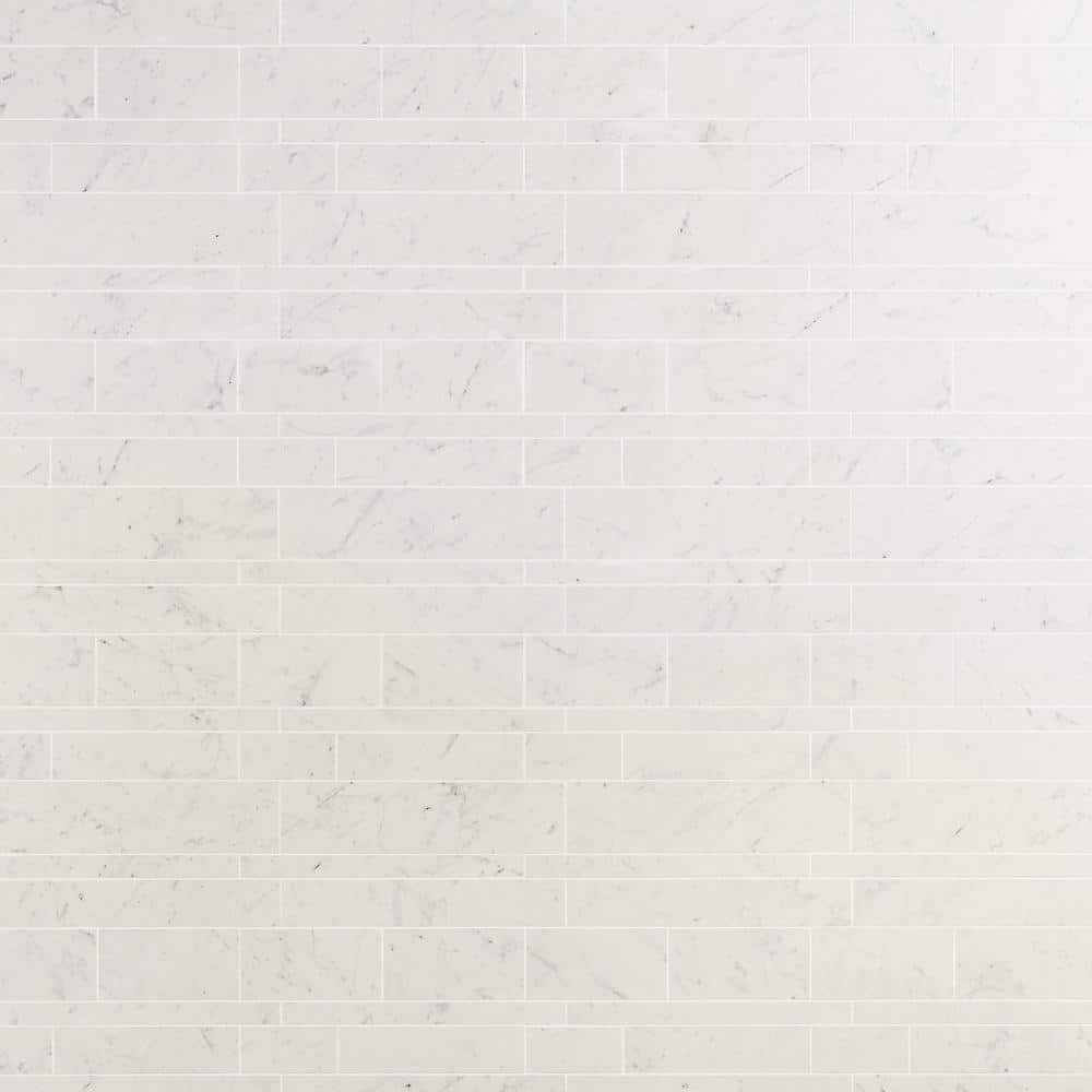 Saroshi 12x12 Matte White Porcelain Marble Look Mosaic Tile