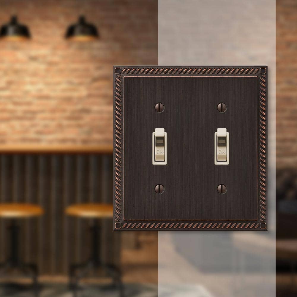 Aged Bronze Double Toggle Cast Metal Wall Plate