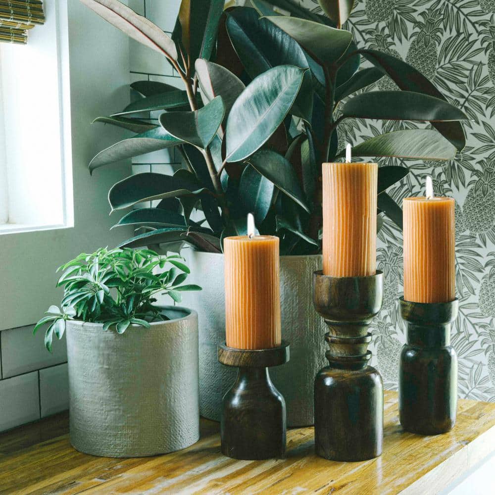 Earthy Embossed Grey Stoneware Planter Set