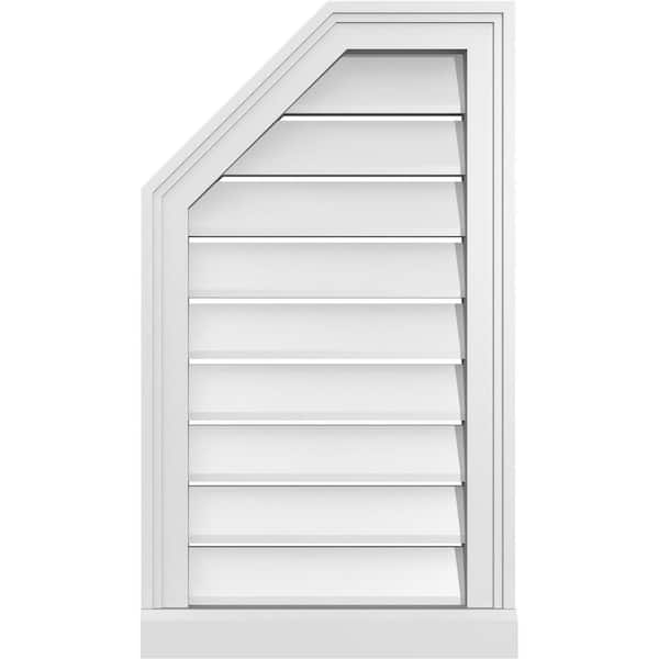 Ekena Millwork 16 in. x 28 in. Octagonal Surface Mount PVC Gable Vent: Functional with Brickmould Sill Frame