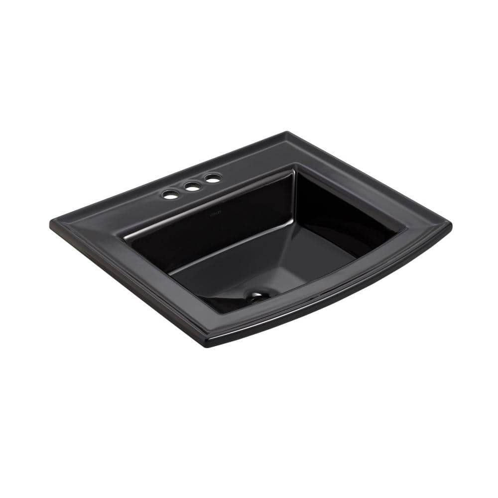 Archer 22-3/4 in. Drop-In Vitreous China Bathroom Sink in Black with Overflow Drain -  KOHLER, 2356-4-7