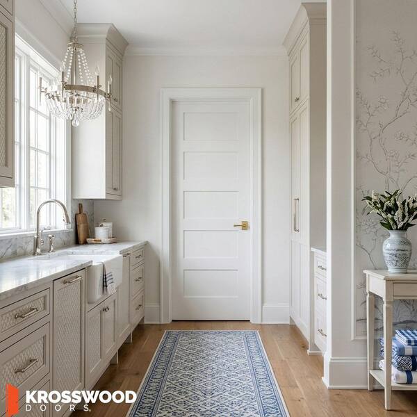 Krosswood Doors 36 in. x 96 in. Shaker 5-Panel Primed Solid Core
