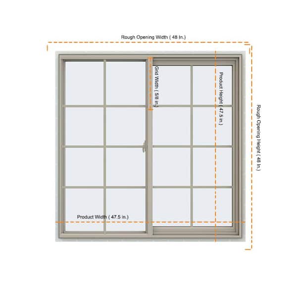 JELD-WEN 47.5 in. x 47.5 in. V-2500 Series Desert Sand Vinyl Right