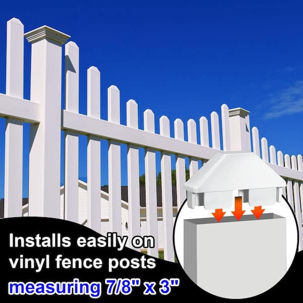 Afoxsos Vinyl Picket Fence Caps White Dog Ear Design Easy