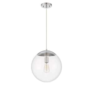 Gaze 60-Watt 1-Light Chrome Finish Dining/Kitchen Island 10 in. Pendant w/ Clear Glass Shade No Bulbs Included