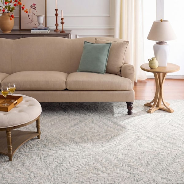 Martha Stewart 8 ft. x 10 ft. Light Blue/Ivory Wavy Diamond Area Rug